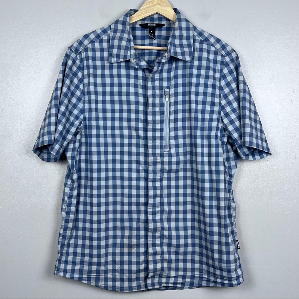 Alaskan Hardgear Men's Snap Front Blue Check Slim Fit Shirt Size M; Casual Nylon